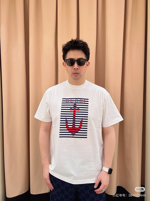 グッチスーパーコピー新しいアンカープリント半袖Tシャツ
