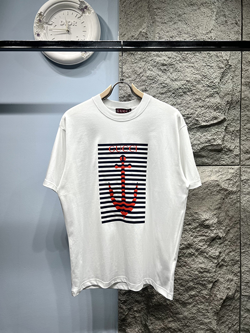 グッチスーパーコピー新しいアンカープリント半袖Tシャツ
