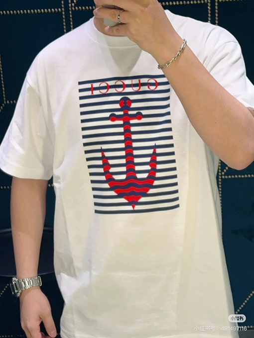 グッチスーパーコピー新しいアンカープリント半袖Tシャツ