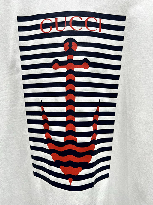 グッチスーパーコピー新しいアンカープリント半袖Tシャツ