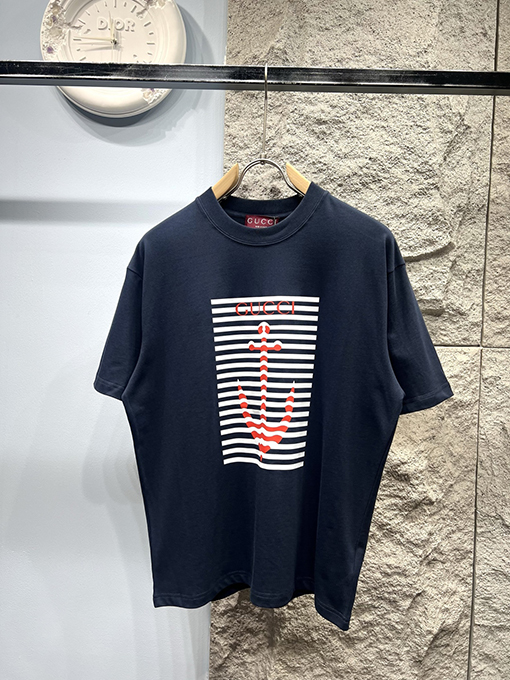 グッチスーパーコピー新しいアンカープリント半袖Tシャツ