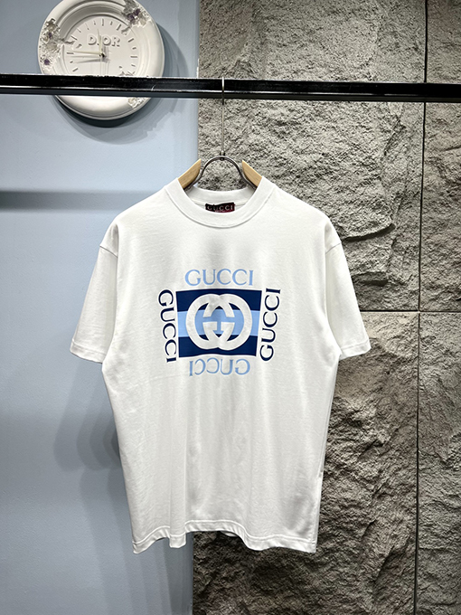 グッチ新しいロゴプリント半袖Tシャツ