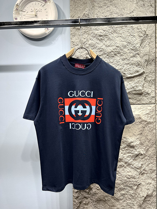 グッチ新しいロゴプリント半袖Tシャツ