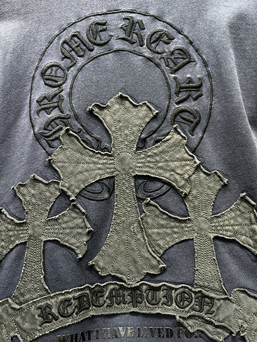 クロムハーツコピー新しい十字布刺繍半袖Tシャツ
