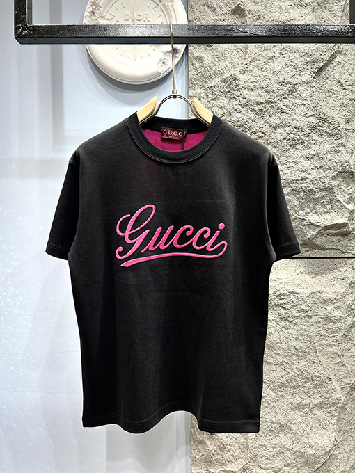 グッチコピー新しいサイン刺繍半袖Tシャツ