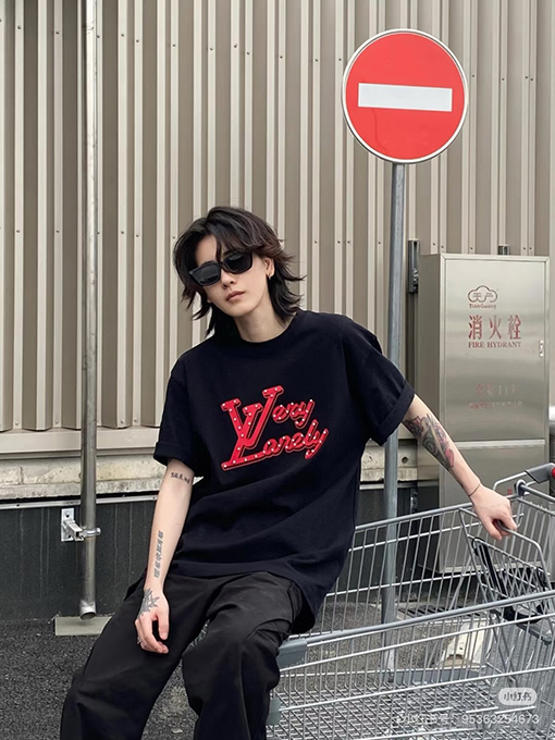 ルイヴィトンコピーパールレター半袖Tシャツ