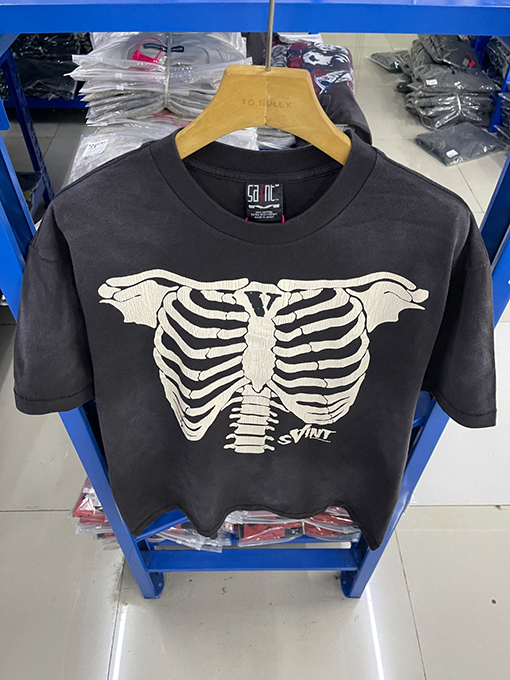 セント マイケルスーパーコピースカルクルーネックプリントウォッシュヴィンテージTシャツ