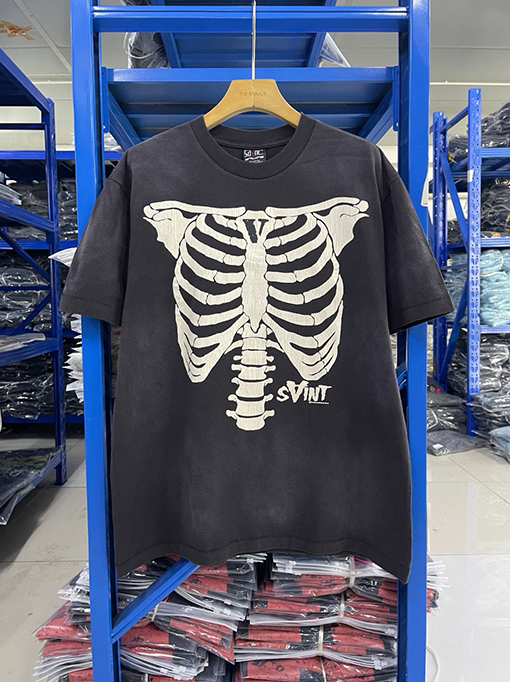 セント マイケルスーパーコピースカルクルーネックプリントウォッシュヴィンテージTシャツ