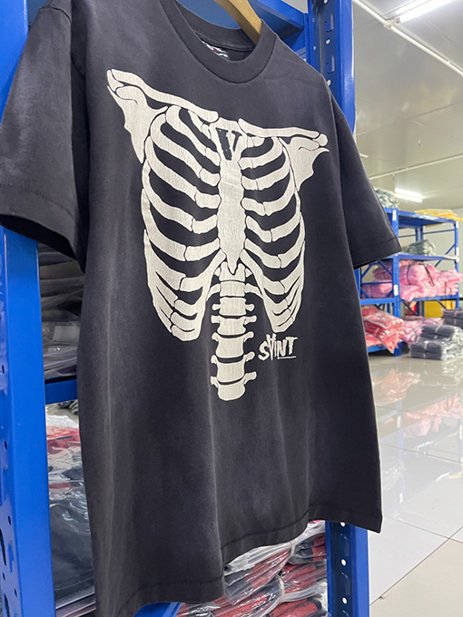 セント マイケルスーパーコピースカルクルーネックプリントウォッシュヴィンテージTシャツ