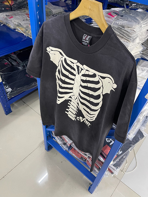 セント マイケルスーパーコピースカルクルーネックプリントウォッシュヴィンテージTシャツ