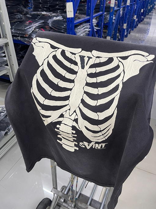 セント マイケルスーパーコピースカルクルーネックプリントウォッシュヴィンテージTシャツ