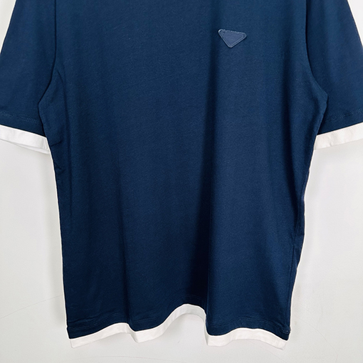 プラダコピー偽の2つのロゴロゴルーズ半袖Tシャツ