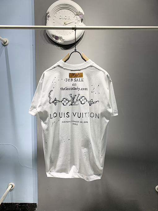ルイヴィトン新しい手描きのインクTシャツ