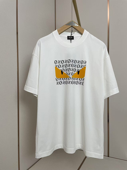 フェンディ新しい黄色の目のTシャツ