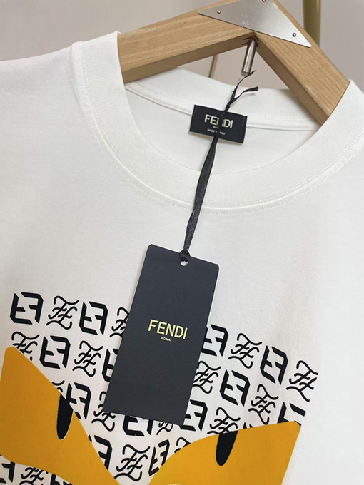フェンディ新しい黄色の目のTシャツ