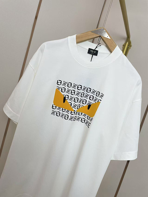 フェンディ新しい黄色の目のTシャツ