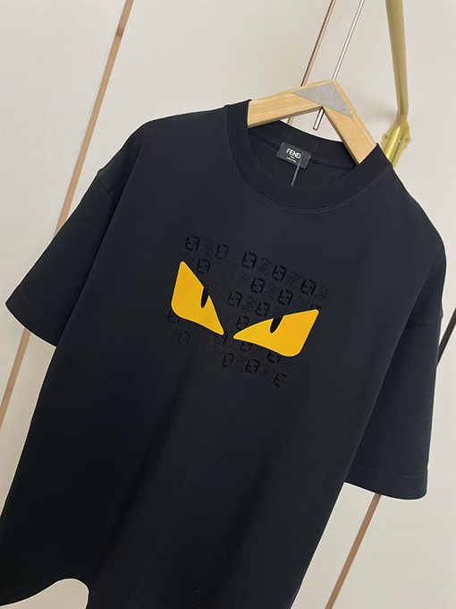 フェンディ新しい黄色の目のTシャツ