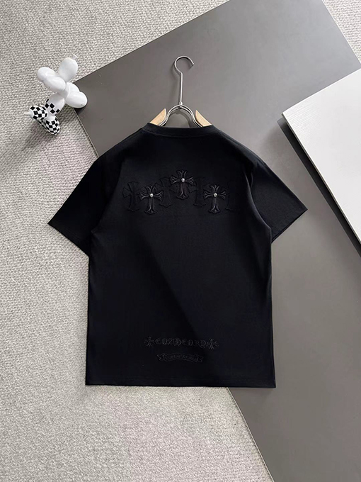 クロムハーツクラシックなクロスステッカーハードウェア刺繍半袖シャツ
