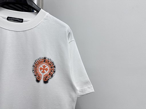 クロムハーツサンスクリット馬蹄発泡プリント半袖Tシャツ
