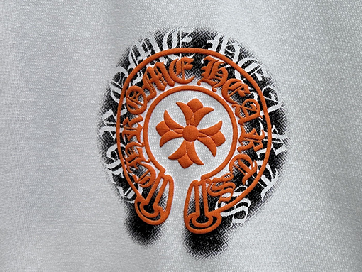 クロムハーツサンスクリット馬蹄発泡プリント半袖Tシャツ