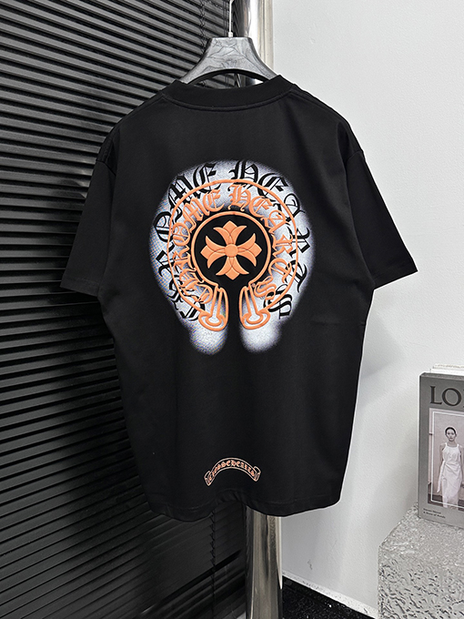 クロムハーツサンスクリット馬蹄発泡プリント半袖Tシャツ