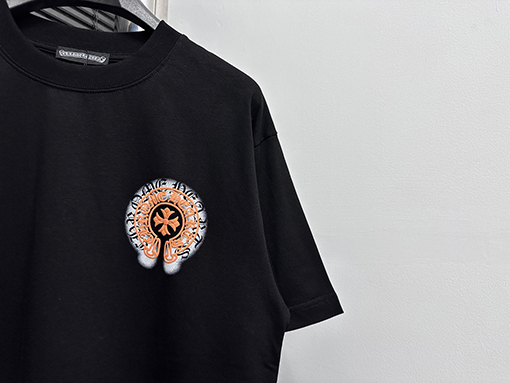 クロムハーツサンスクリット馬蹄発泡プリント半袖Tシャツ