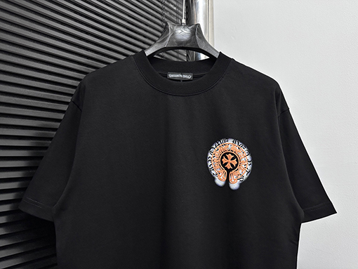 クロムハーツサンスクリット馬蹄発泡プリント半袖Tシャツ