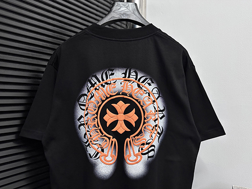 クロムハーツサンスクリット馬蹄発泡プリント半袖Tシャツ