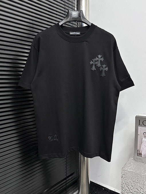 クロムハーツコピータグ付きレザー半袖Tシャツ