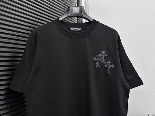 クロムハーツコピータグ付きレザー半袖Tシャツ
