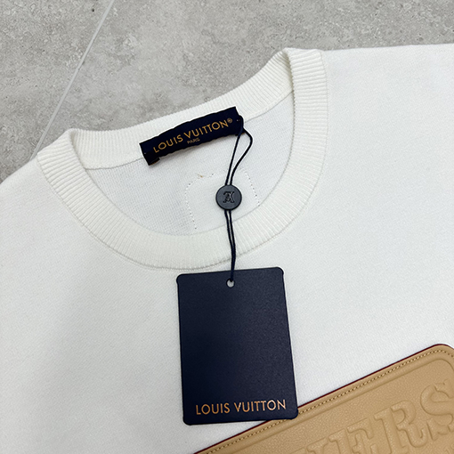 ルイヴィトンニットレザー半袖Tシャツ