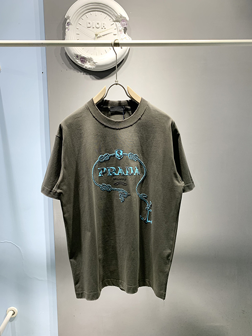 プラダコピー新しいロゴスエード発泡Tシャツ