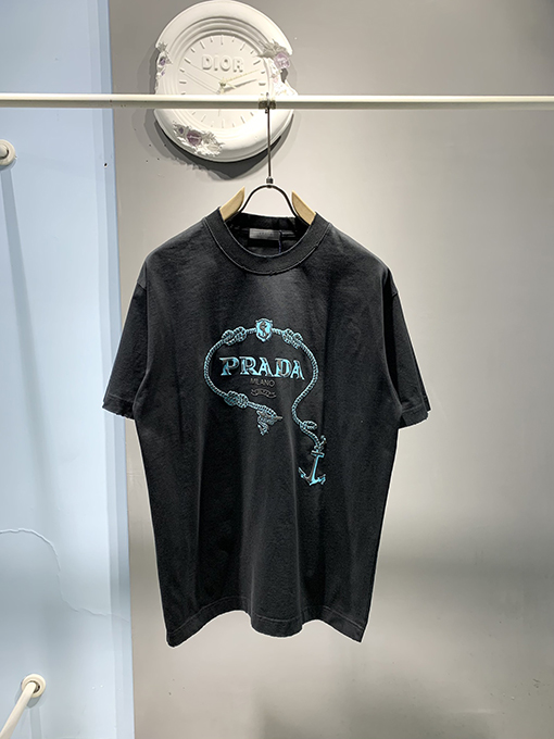プラダコピー新しいロゴスエード発泡Tシャツ