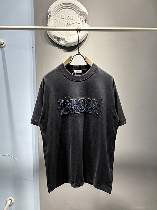 ディオール新しい立体ビーズ刺繍Tシャツ