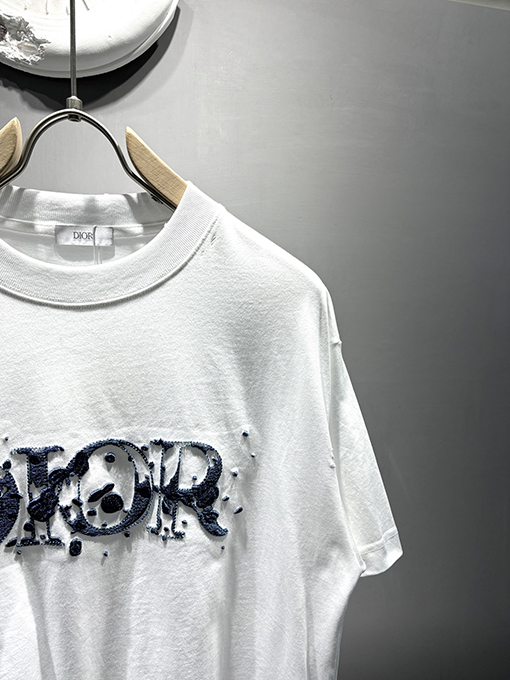 ディオール新しい立体ビーズ刺繍Tシャツ