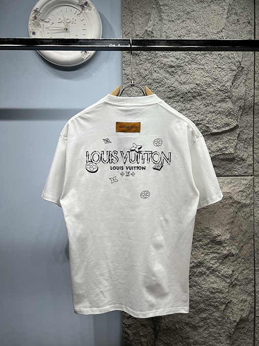 ルイヴィトン新しい刺繍ロゴ半袖Tシャツ