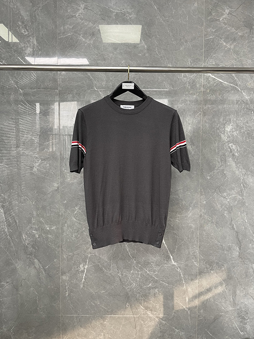 トムブラウンコピーストライプニットクルーネックTシャツ