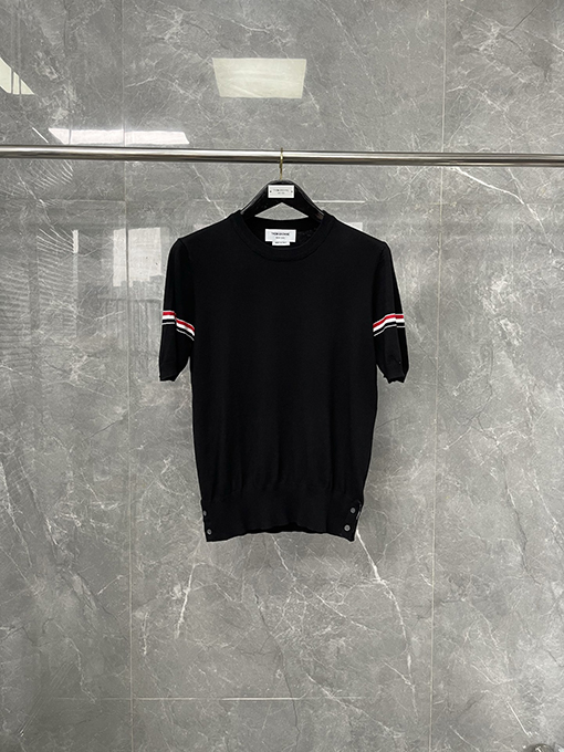 トムブラウンコピーストライプニットクルーネックTシャツ