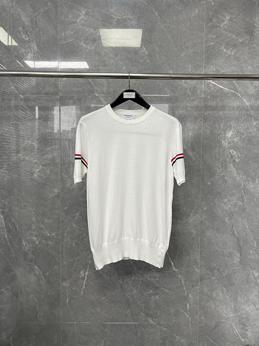 トムブラウンコピーストライプニットクルーネックTシャツ