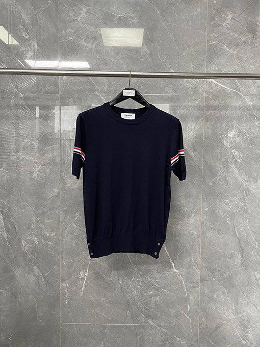 トムブラウンコピーストライプニットクルーネックTシャツ