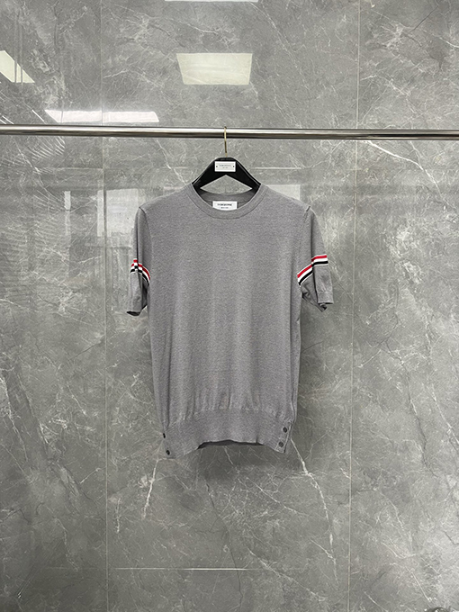 トムブラウンコピーストライプニットクルーネックTシャツ