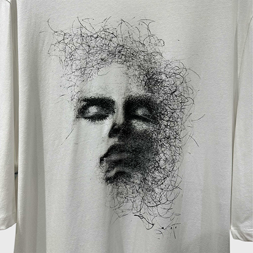 リックオウエンス新しい顔プリントラウンドネックルーズTシャツ