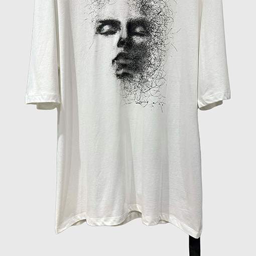 リックオウエンス新しい顔プリントラウンドネックルーズTシャツ
