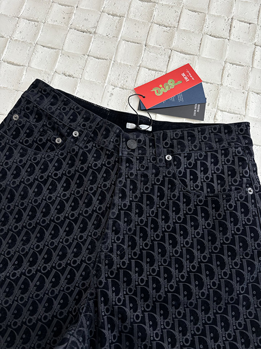 ディオール25ss新しいヘビの刺繍コットン混紡デニムパンツ