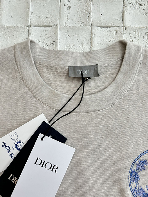 ディオールスーパーコピー刺繍ロゴ半袖Tシャツ