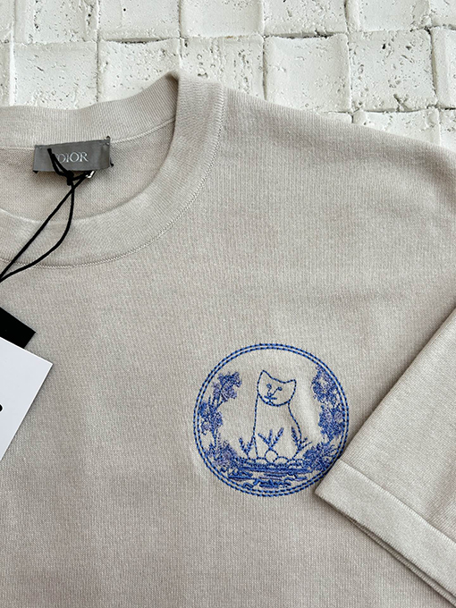 ディオールスーパーコピー刺繍ロゴ半袖Tシャツ