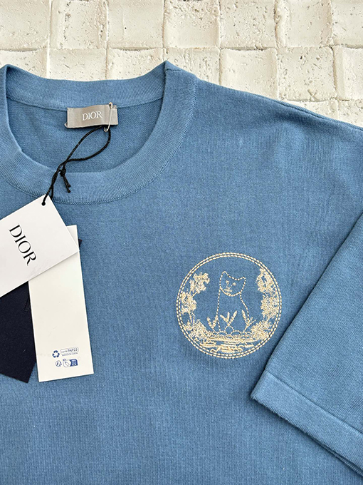 ディオールスーパーコピー刺繍ロゴ半袖Tシャツ