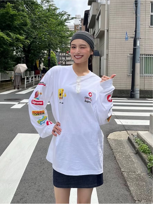 シュプリームコピー SS25 SPONGEBOB CASTELLI RACING L/S クルーネック長袖シャツ