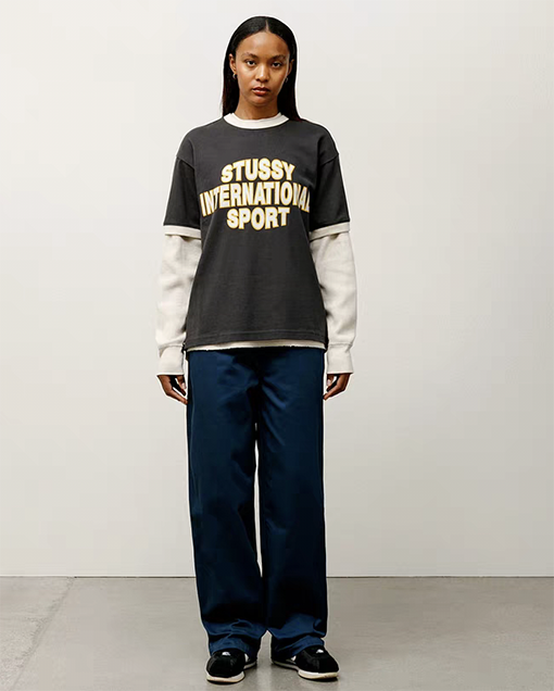 STUSSY SS25 HEAVY JERSEY CREW コントラストカラーのTシャツ