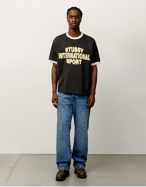 STUSSY SS25 HEAVY JERSEY CREW コントラストカラーのTシャツ